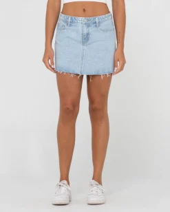 Minifalda Vaquera Celeste De Talle Bajo>Rusty Discount