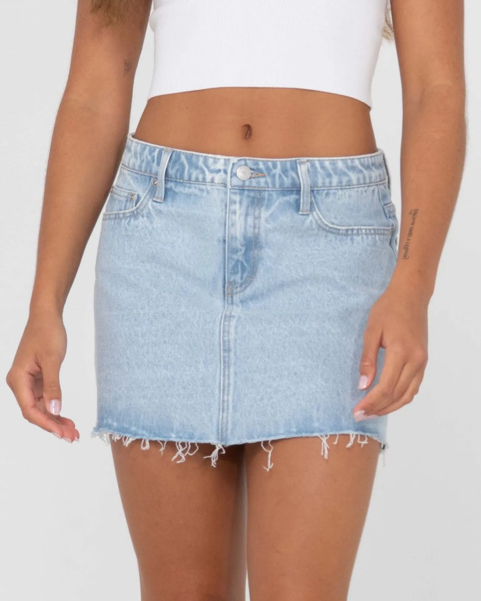 Minifalda Vaquera Celeste De Talle Bajo>Rusty Discount