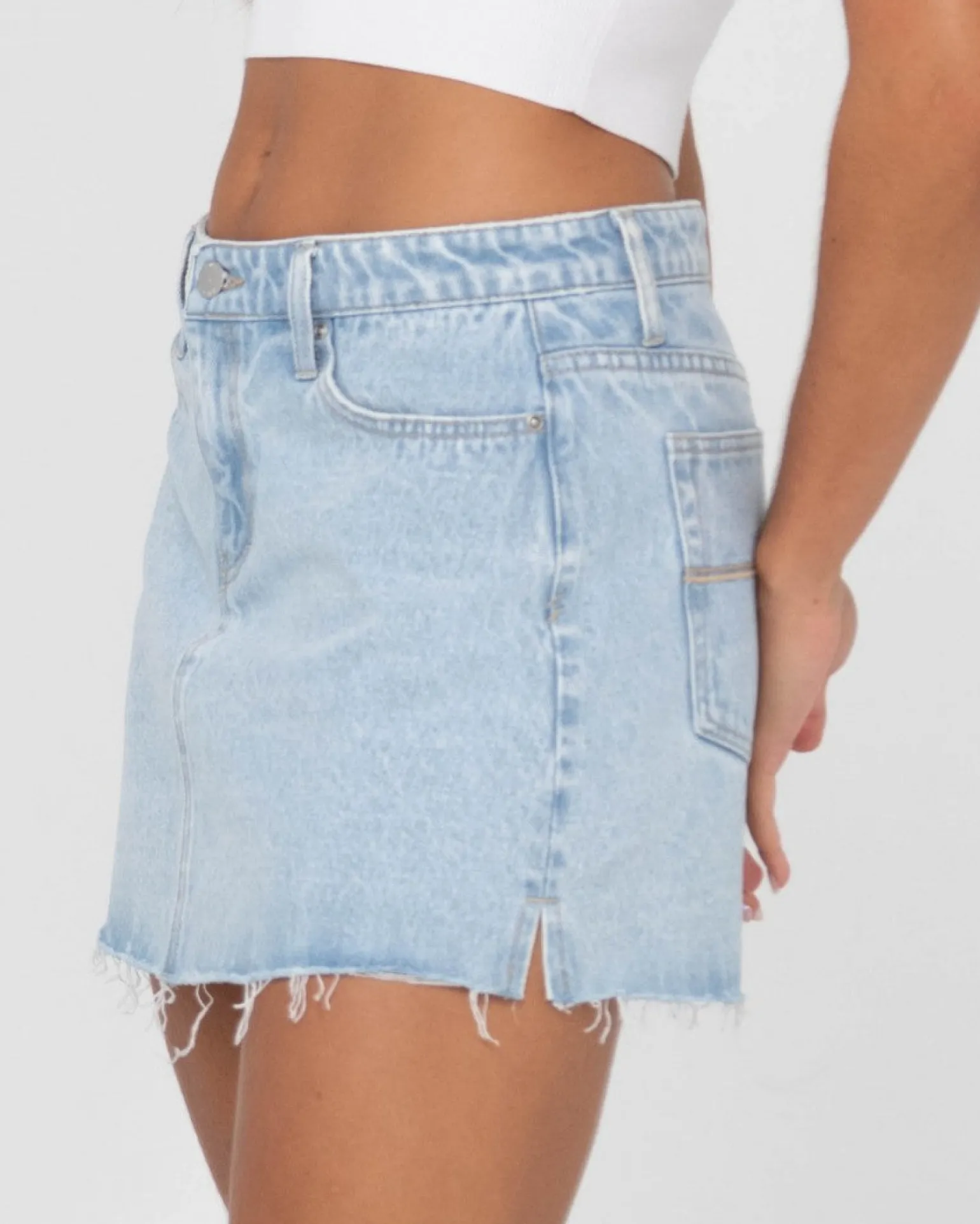 Minifalda Vaquera Celeste De Talle Bajo>Rusty Discount