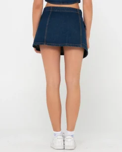Minifalda Vaquera Estilo Cargo De Talle Bajo Ryley><noscript><img width=