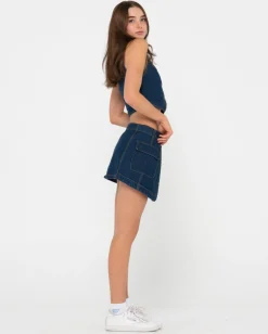 Minifalda Vaquera Estilo Cargo De Talle Bajo Ryley><noscript><img width=