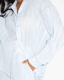 Nissi Camisa Plisada De Manga Larga><noscript><img width=