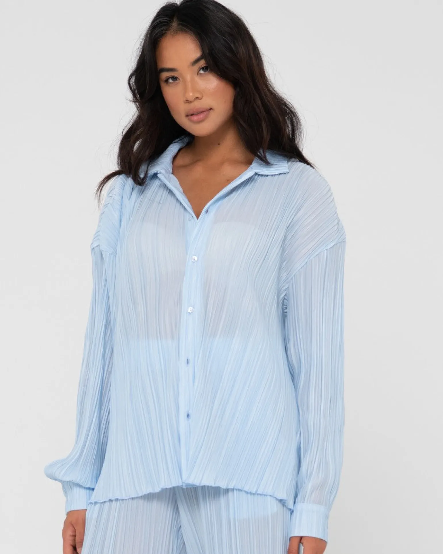 Nissi Camisa Plisada De Manga Larga>Rusty Best Sale
