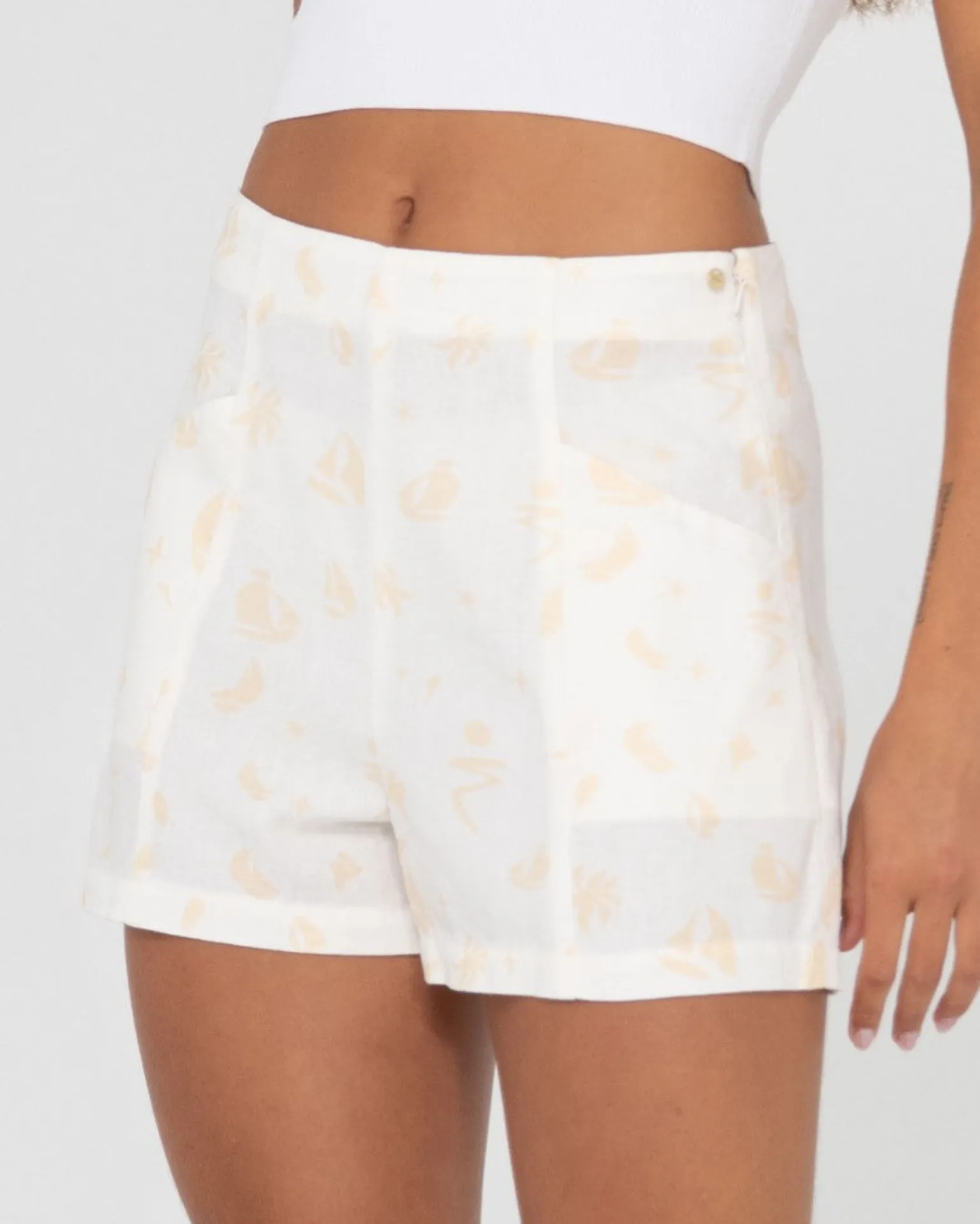 Pantalon Corto Cassidy De Lino De Talle Alto>Rusty Outlet