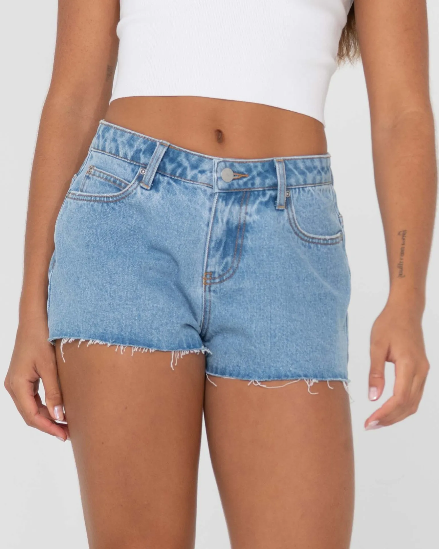Pantalon Corto De Mezclilla Deshilachado De Talle Bajo Malta>Rusty Sale