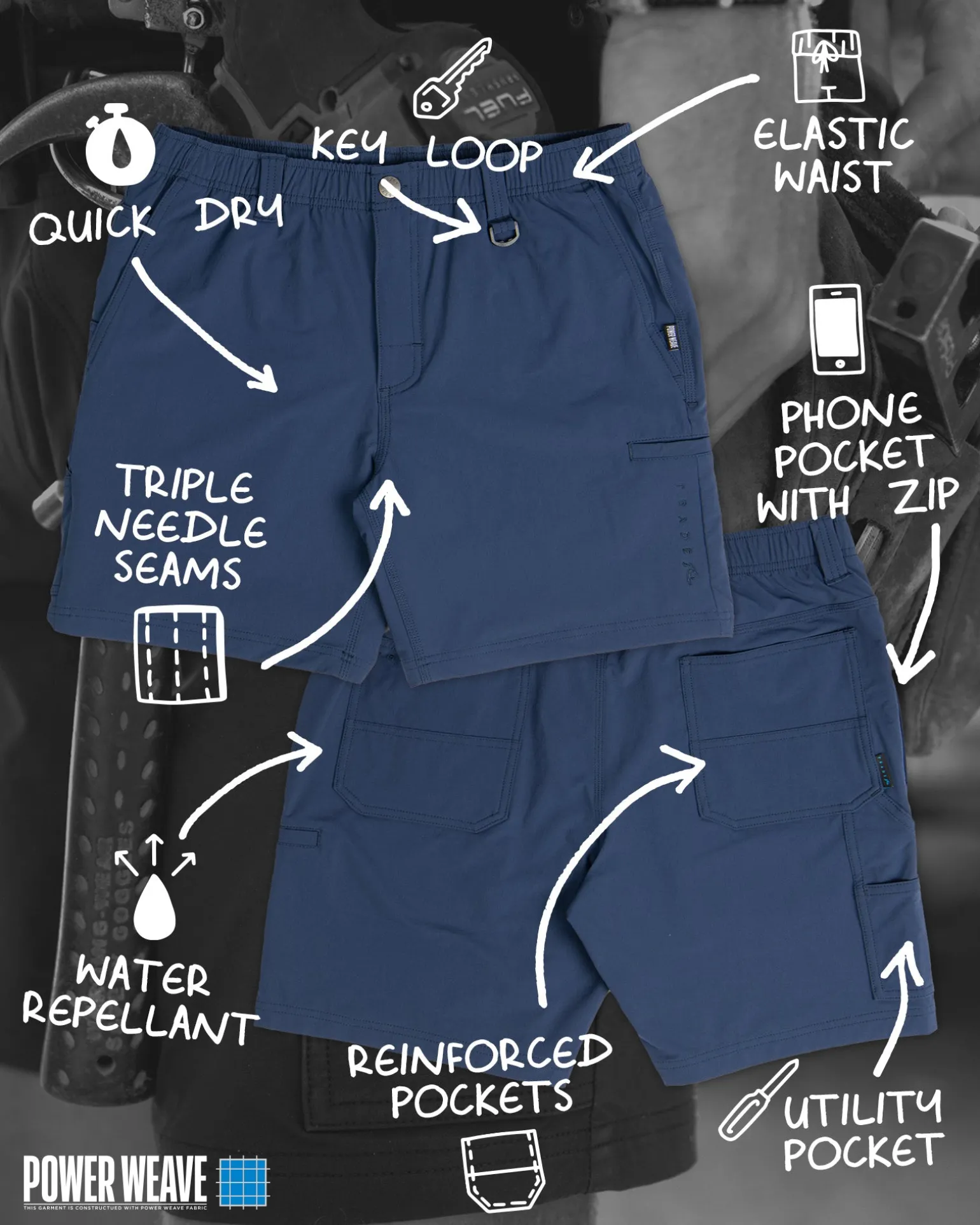 Pantalon Corto De Trabajo De Secado Rapido Powerweave>Rusty Online