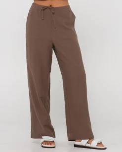 Pantalon De Lino De Corte Relajado Y Talle Alto Carolina>Rusty Discount