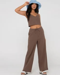 Pantalon De Lino De Corte Relajado Y Talle Alto Carolina><noscript><img width=