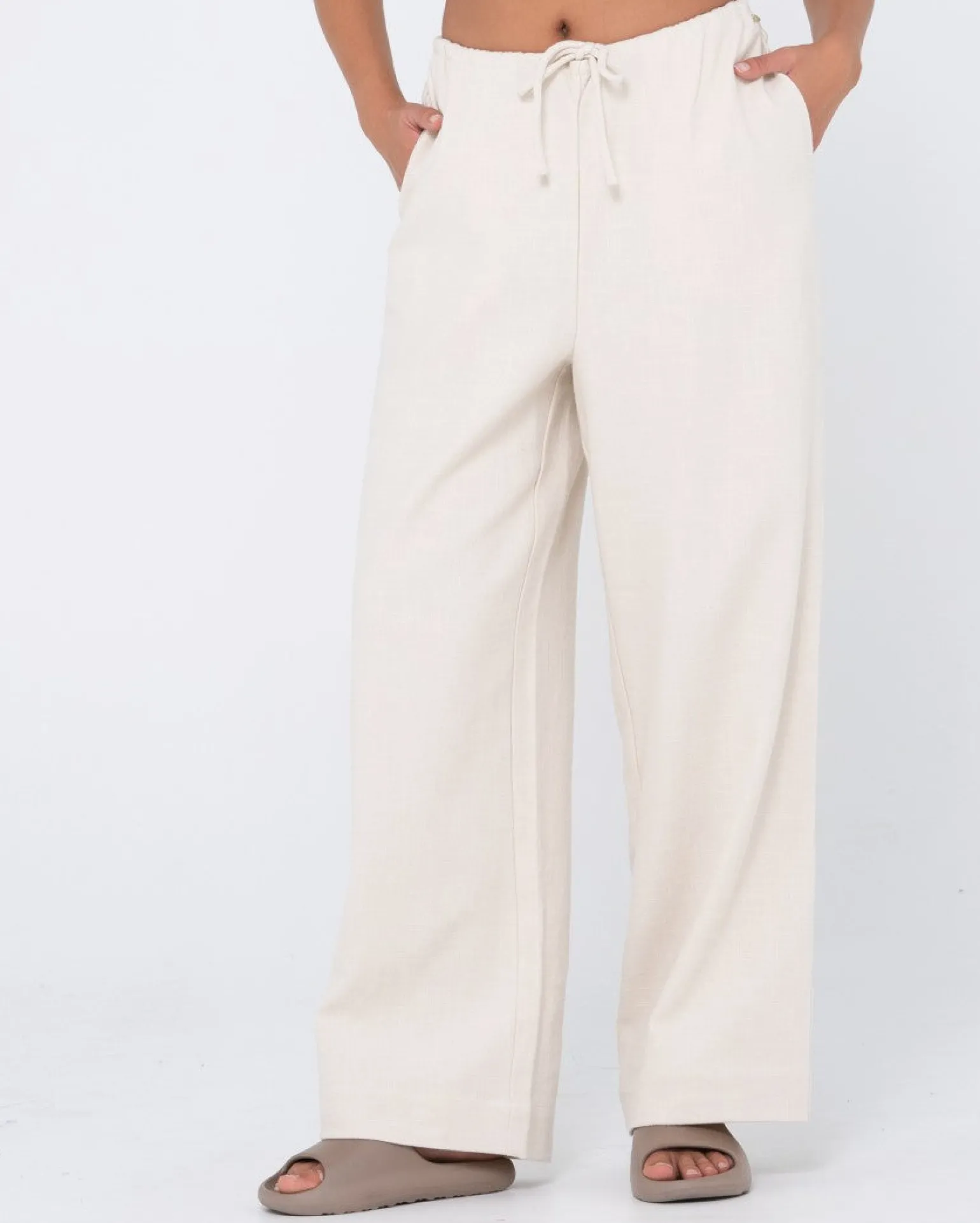 Pantalon De Lino De Corte Relajado Y Talle Alto Carolina>Rusty Fashion