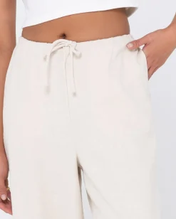 Pantalon De Lino De Corte Relajado Y Talle Alto Carolina><noscript><img width=