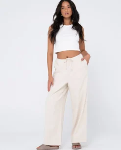 Pantalon De Lino De Corte Relajado Y Talle Alto Carolina><noscript><img width=