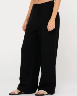 Pantalon De Lino De Corte Relajado Y Talle Alto Carolina><noscript><img width=