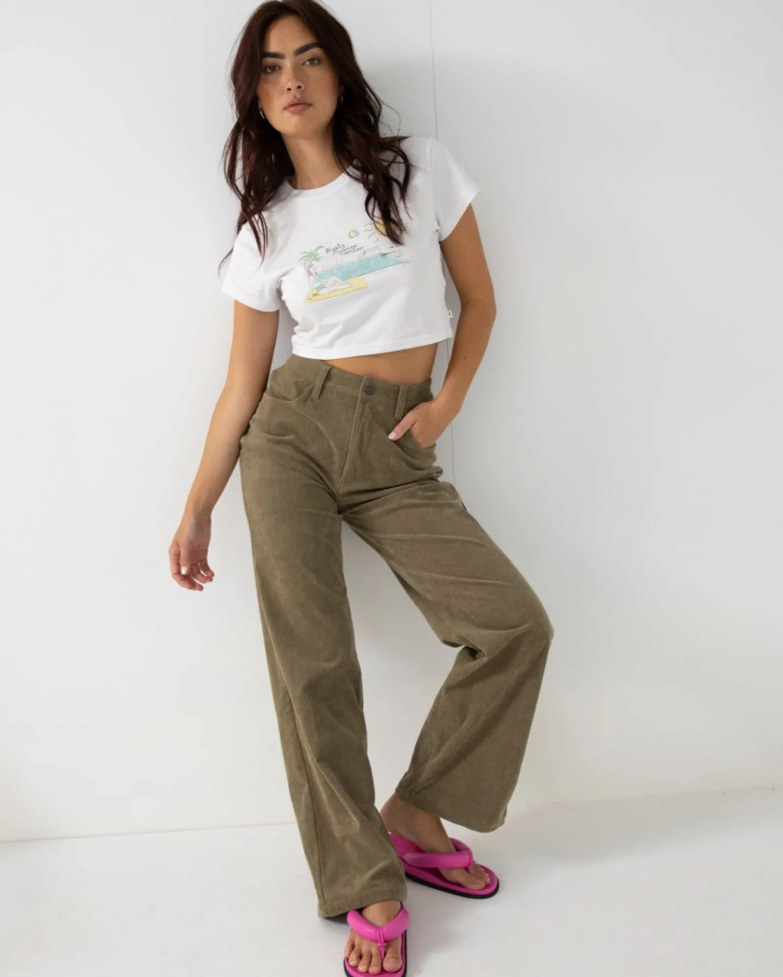 Pantalon De Pana De Talle Alto The Secret>Rusty New