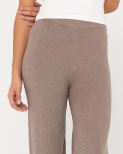 Pantalon De Punto Con Pernera Ancha Y Talle Alto Amelia><noscript><img width=