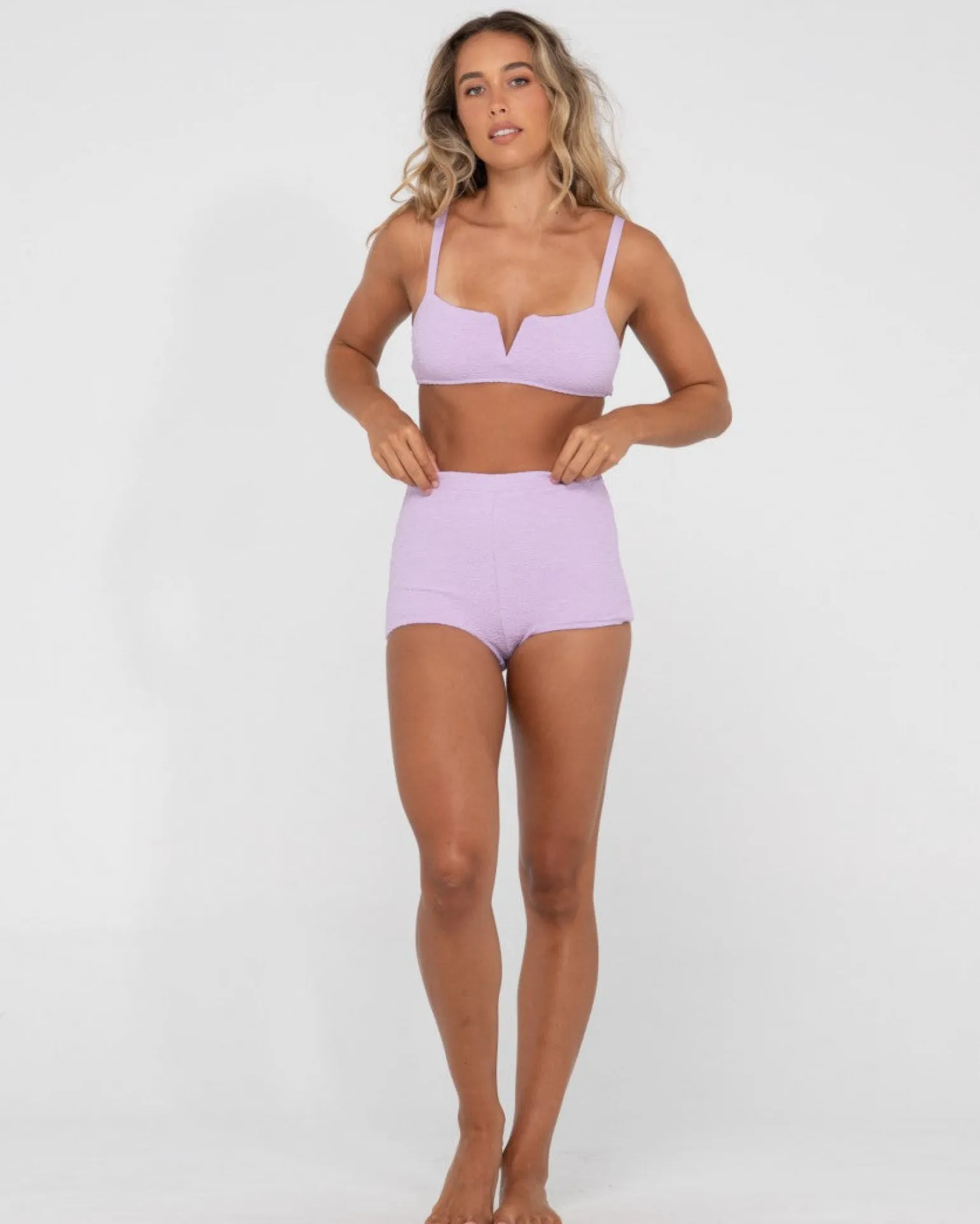 Shorts Surferos De Talle Alto Con Textura De Sandalo>Rusty Shop