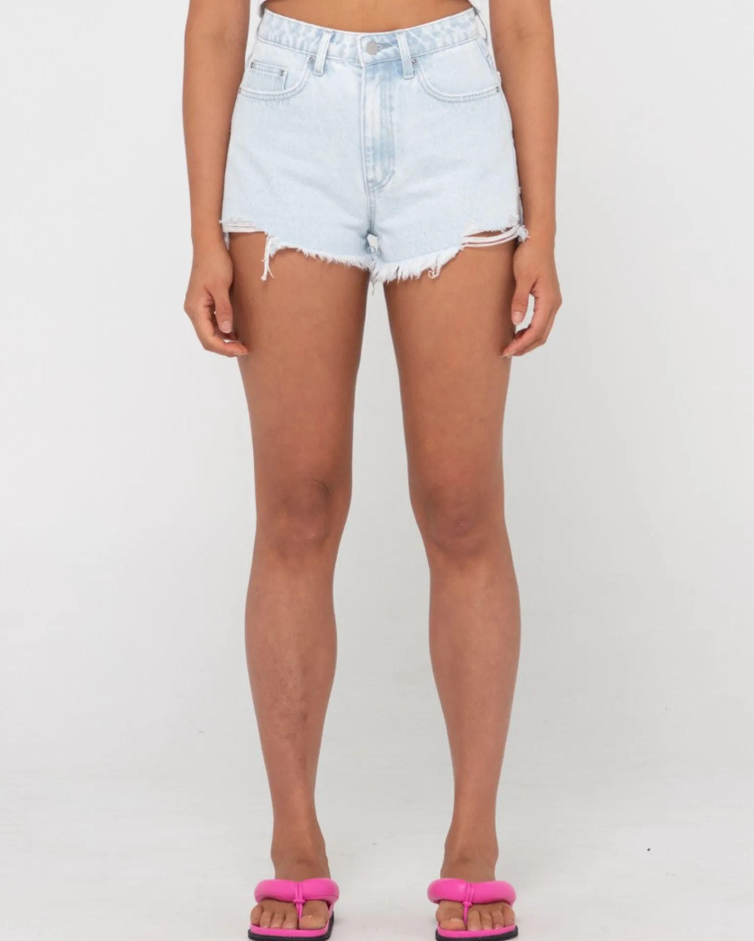 Shorts Vaqueros Deshilachados De Talle Alto De Dime>Rusty Sale