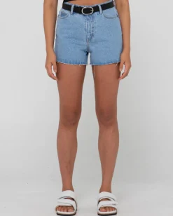 Shorts Vaqueros Deshilachados De Talle Alto Malta>Rusty Cheap