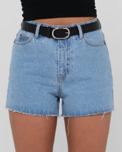 Shorts Vaqueros Deshilachados De Talle Alto Malta><noscript><img width=