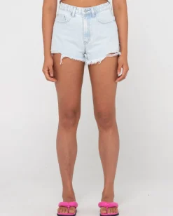 Shorts Vaqueros Deshilachados De Talle Alto De Dime>Rusty Hot
