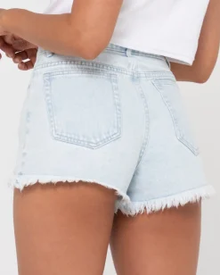 Shorts Vaqueros Deshilachados De Talle Alto De Dime><noscript><img width=