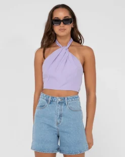 Top Corto Halter Retorcido Harlet>Rusty Best Sale