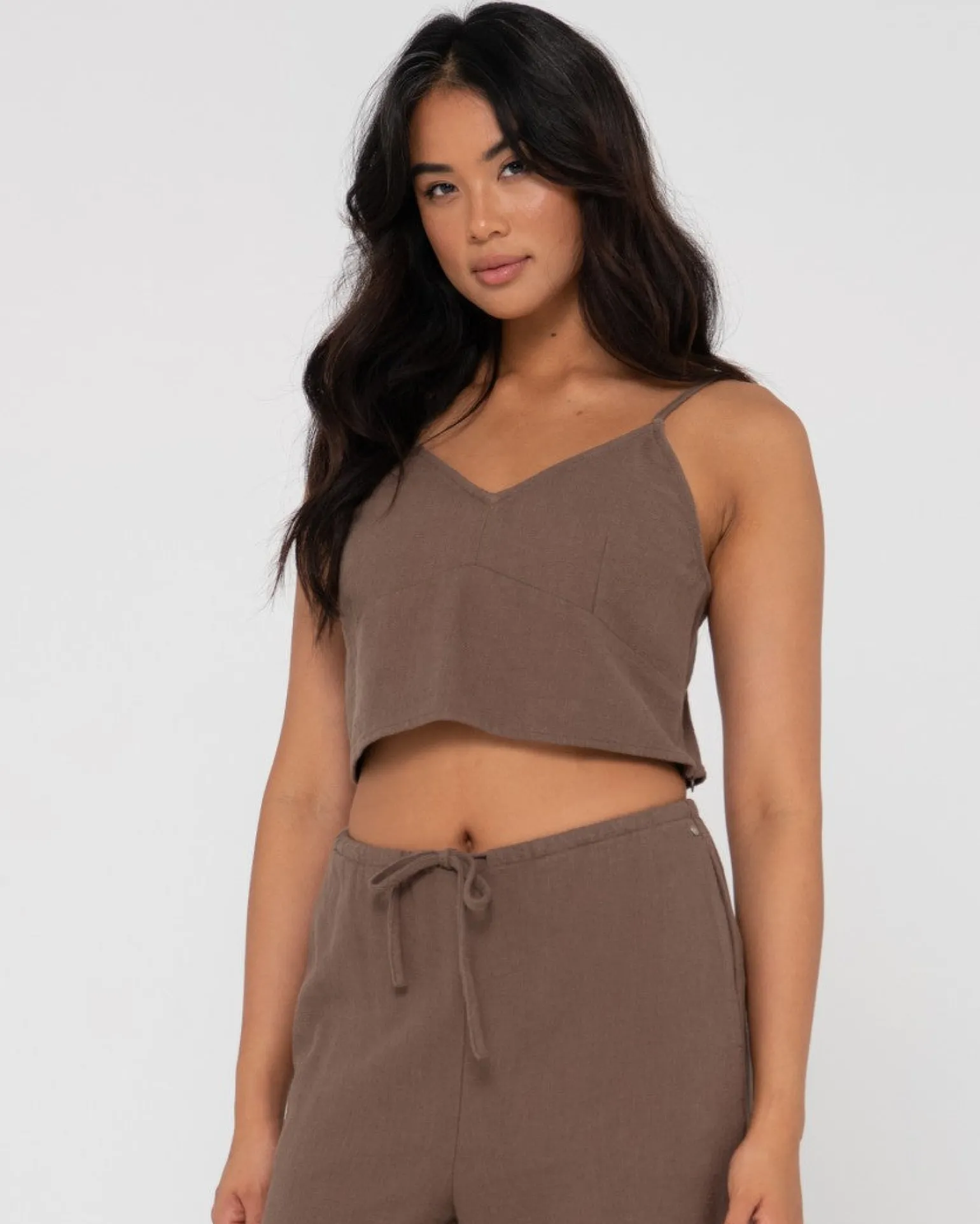 Top Lencero De Lino Con Cuello En V Carolina>Rusty Flash Sale