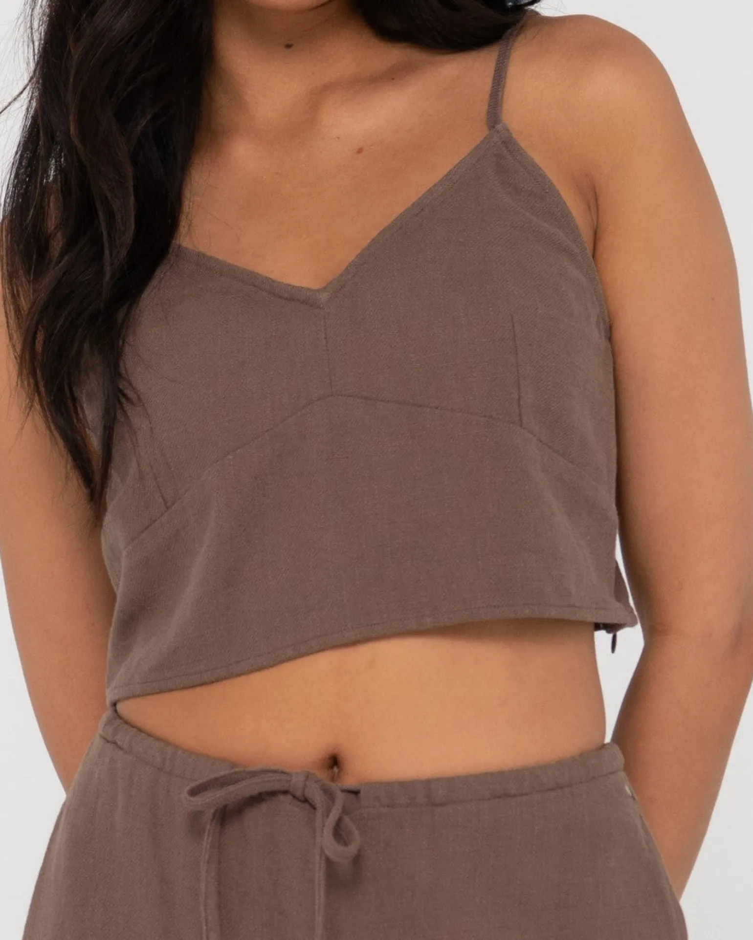 Top Lencero De Lino Con Cuello En V Carolina>Rusty Flash Sale