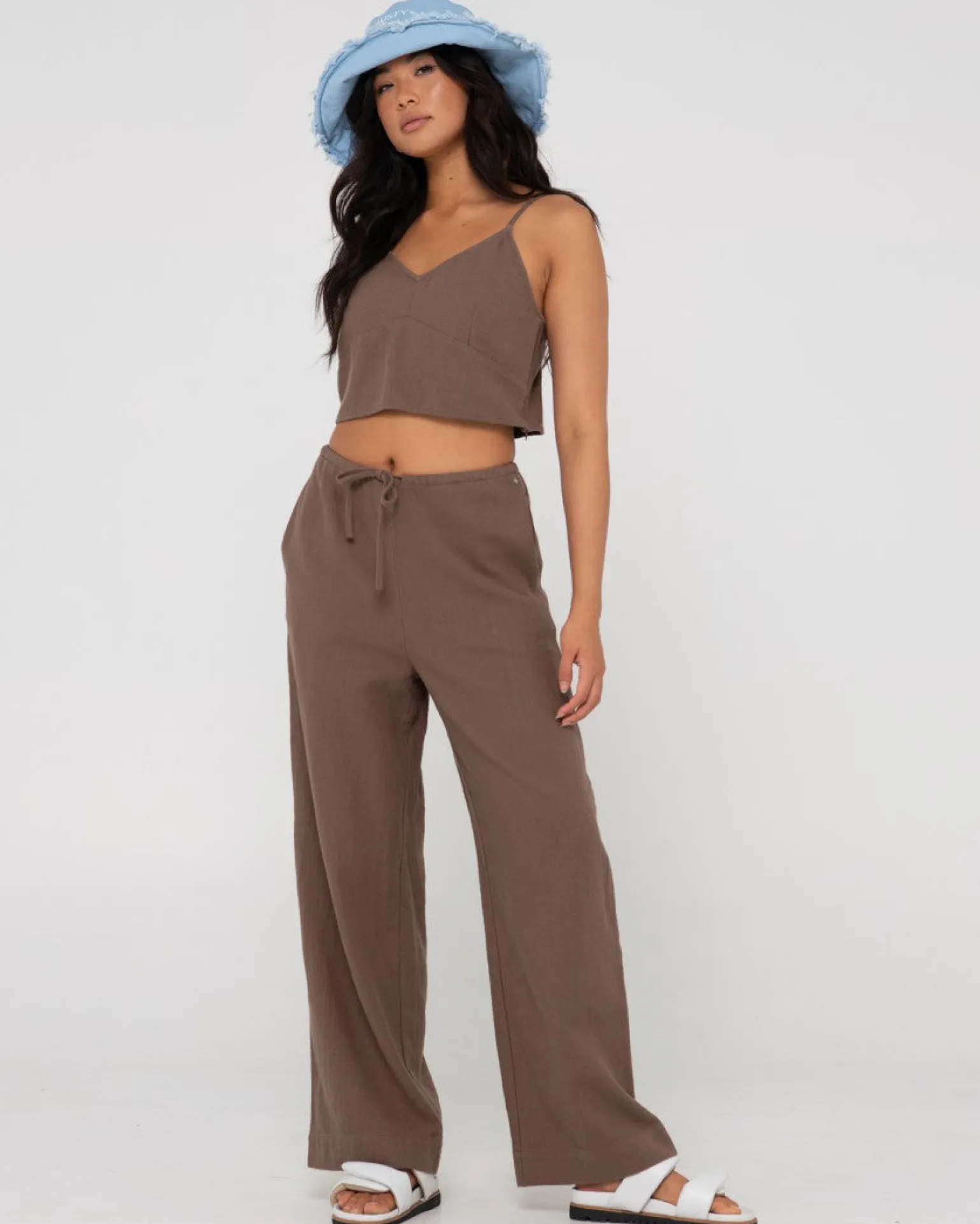 Top Lencero De Lino Con Cuello En V Carolina>Rusty Flash Sale