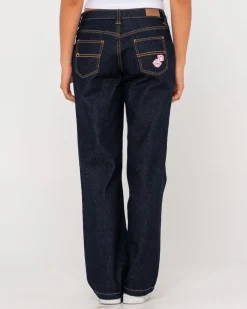 Vaqueros De Mezclilla Con Pernera Recta Y Talle Muy Bajo><noscript><img width=