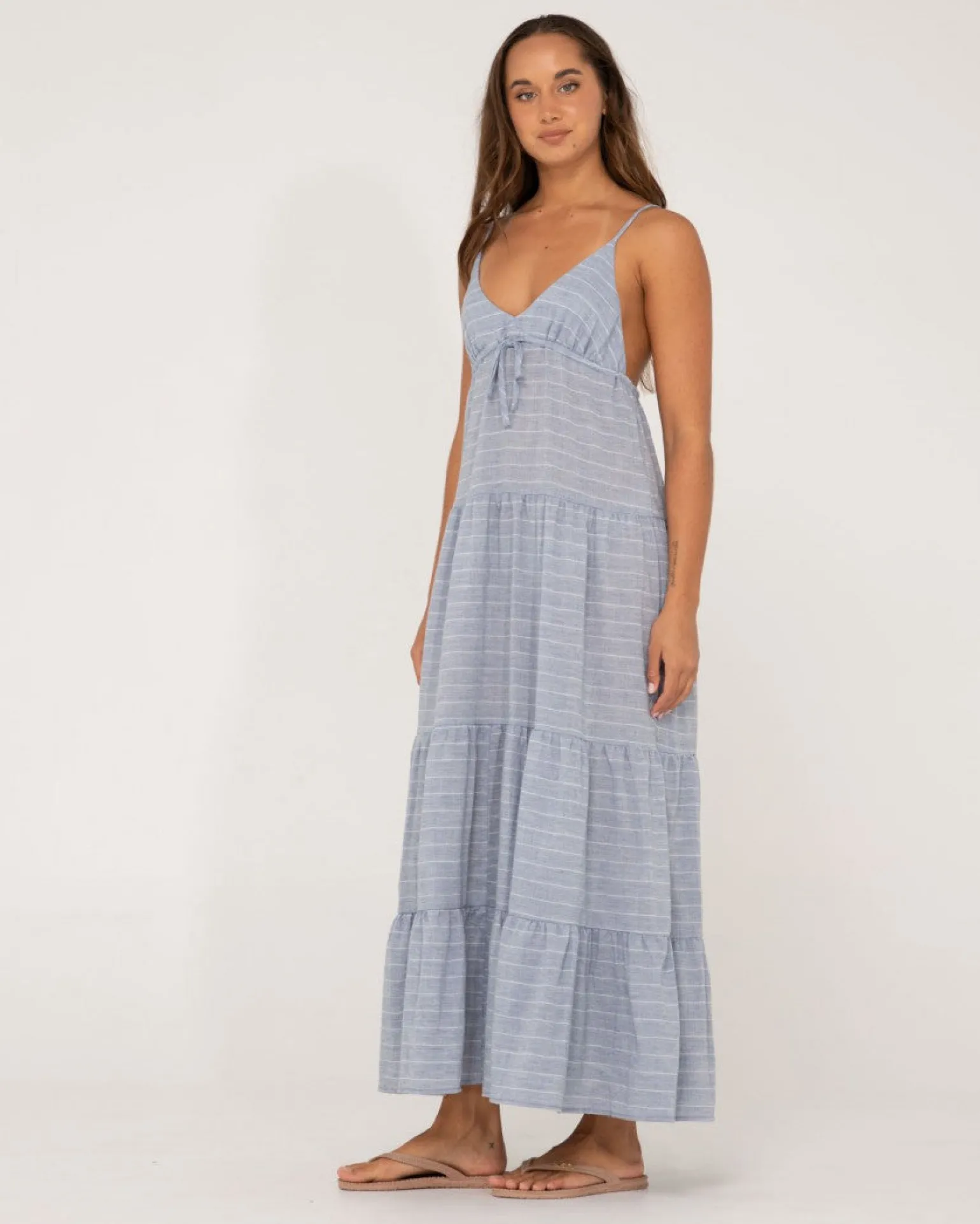 Vestido Largo A Rayas Con Capas Siena>Rusty Fashion