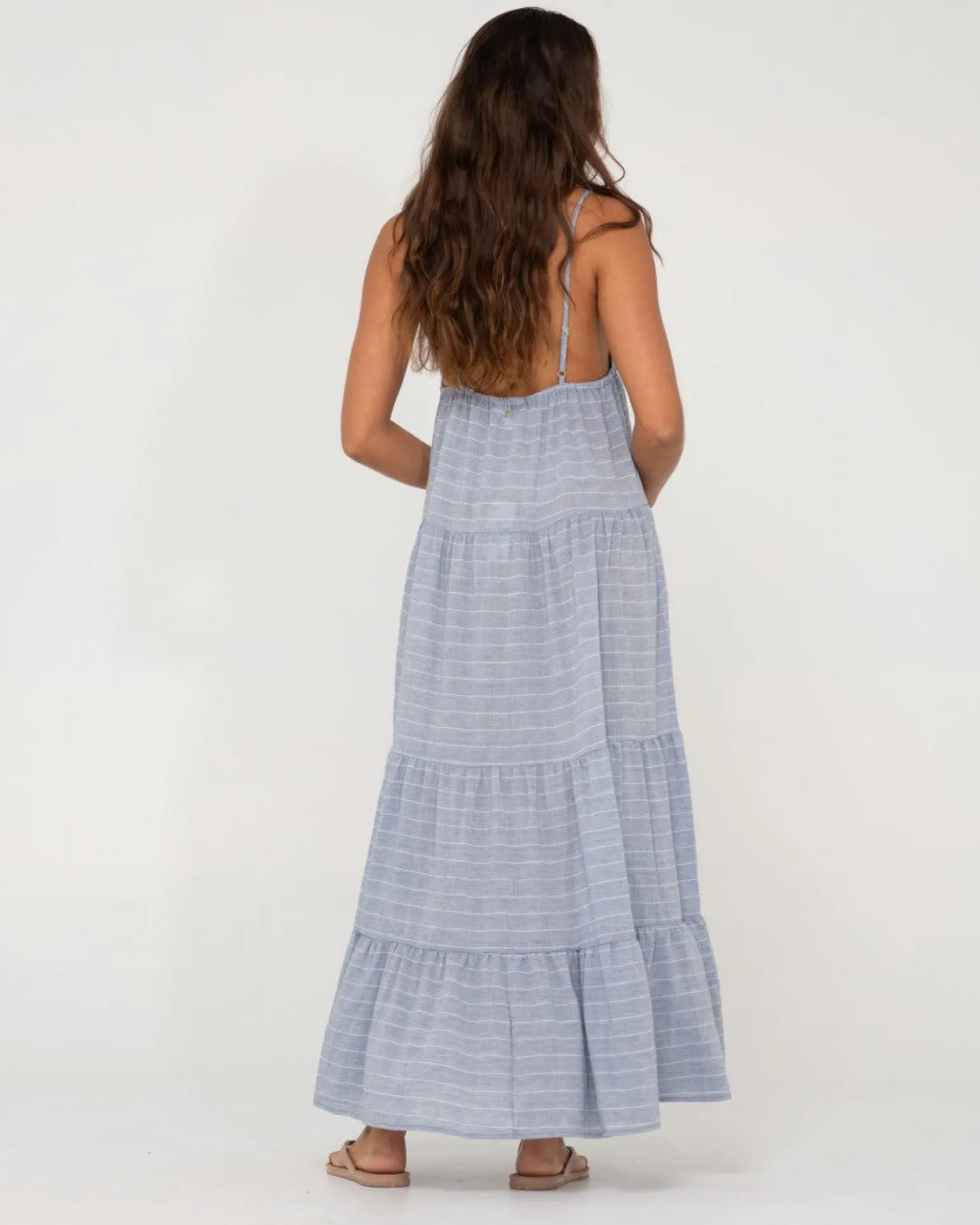 Vestido Largo A Rayas Con Capas Siena>Rusty Sale