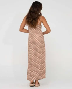 Vestido Largo Con Aberturas Y Estampado Panama>Rusty Discount