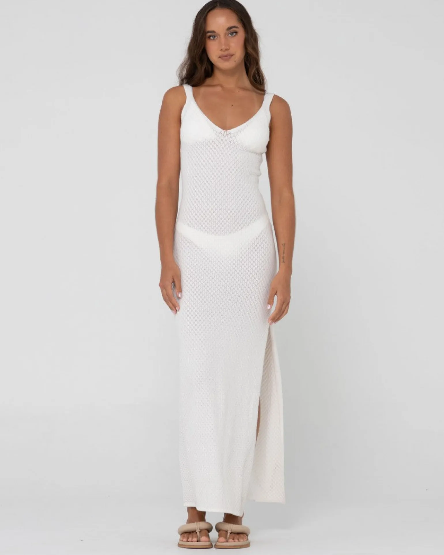 Vestido Largo Lencero De Punto Con Cuello En V Florence>Rusty Outlet