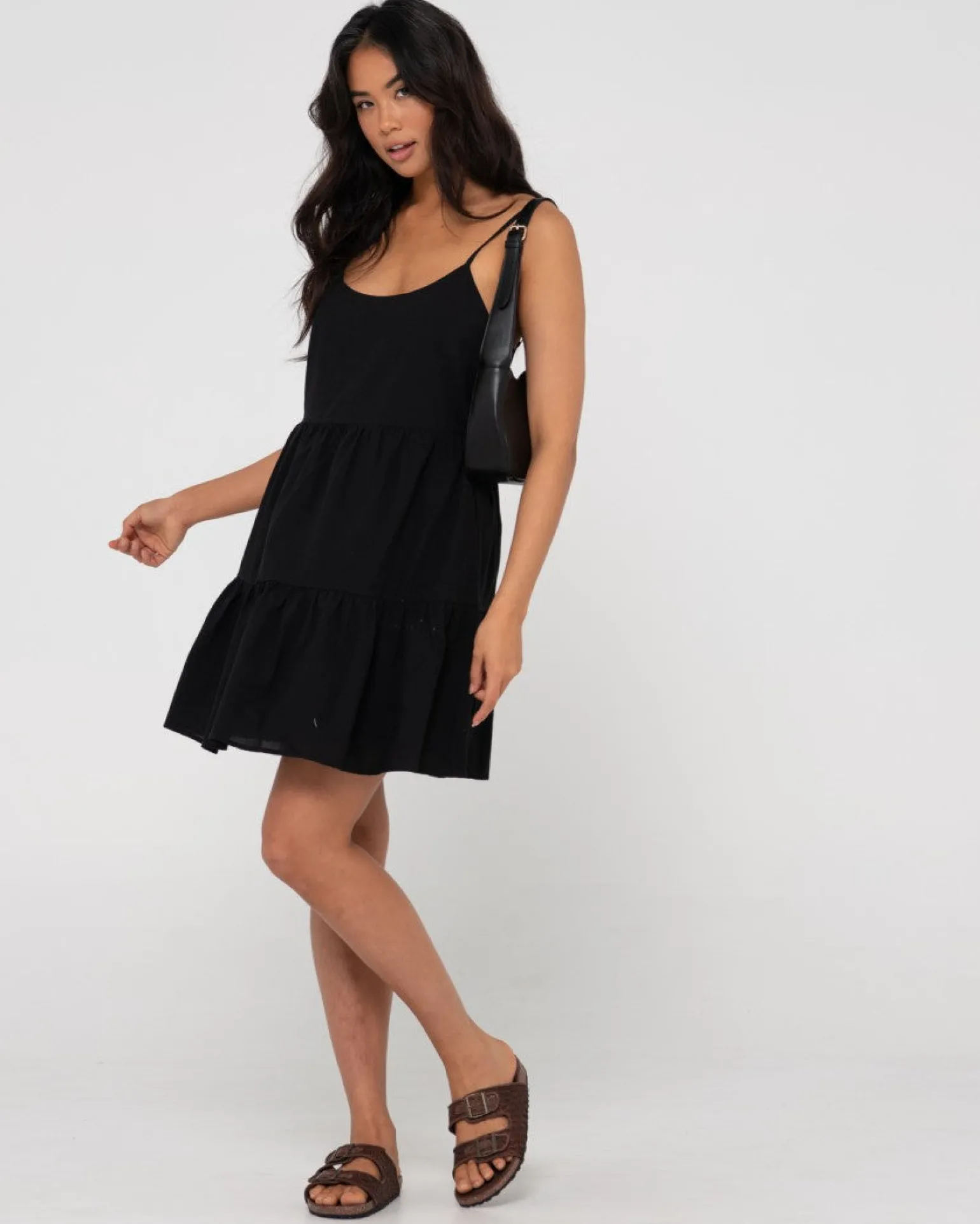 Vestido Lencero Escalonado Heather>Rusty Best Sale