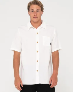Camisa De Lino De Manga Corta Overtone>Rusty Best Sale