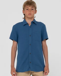 Camisa De Lino De Manga Corta Overtone Para Niños>Rusty Fashion
