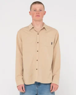 Camisa De Lino De Manga Larga Overtone>Rusty Cheap