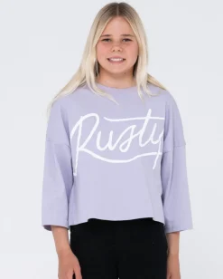Camiseta De Manga Larga Script Para Ninas>Rusty Best Sale