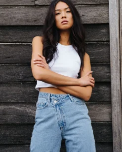 Jean Recto Desgastado De Talle Alto Chloe>Rusty Cheap